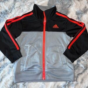 Adidas Jacket, Boys, Grey/Black/Orange, 2T